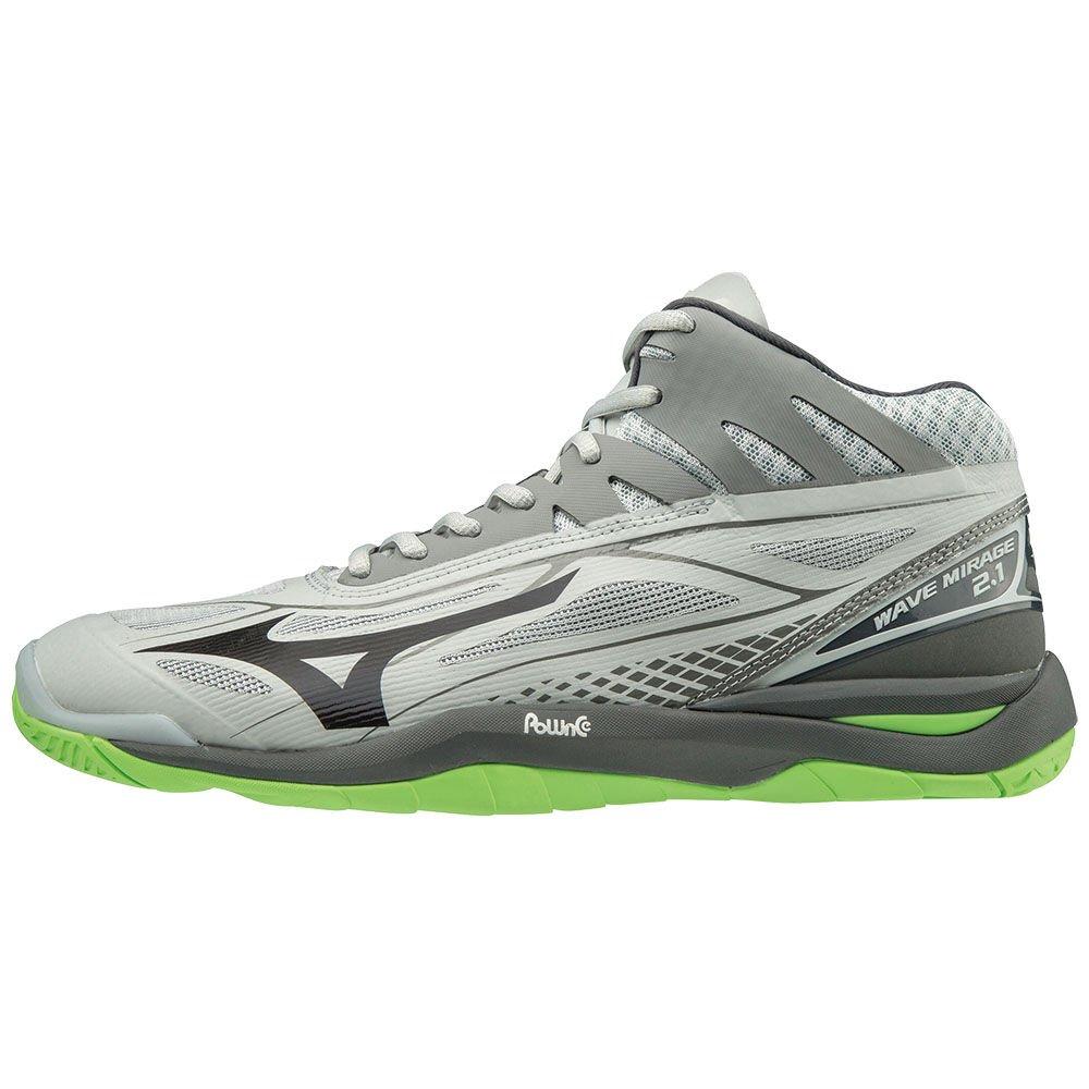 Men's Mizuno Handball Shoes Black/Green WAVE MIRAGE 2.1 MID Shoes - X1GA187037